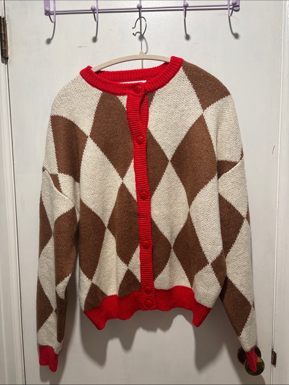 LISA SAYS GAH Lauda button down argyle cardigan size xs/s